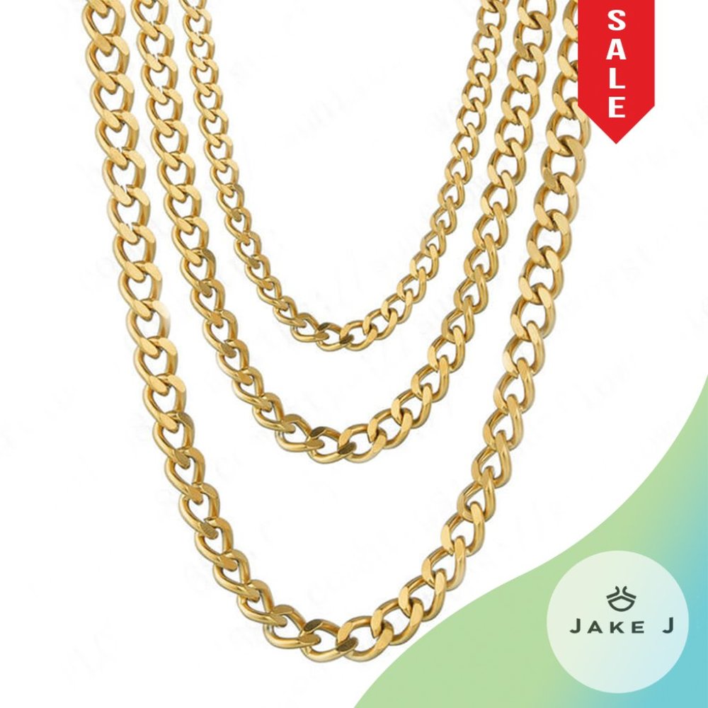 🍑Men Stainless Steel Gold Cuban Chain Link Various Length